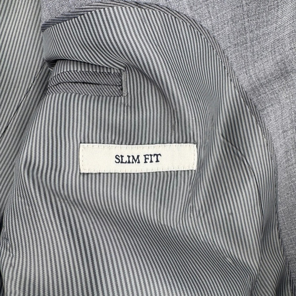 Jos‎ A Bank 1905 Mens 46 Regular Grey Wool Slim Fit Suit Blazer Jacket - Picture 6 of 13